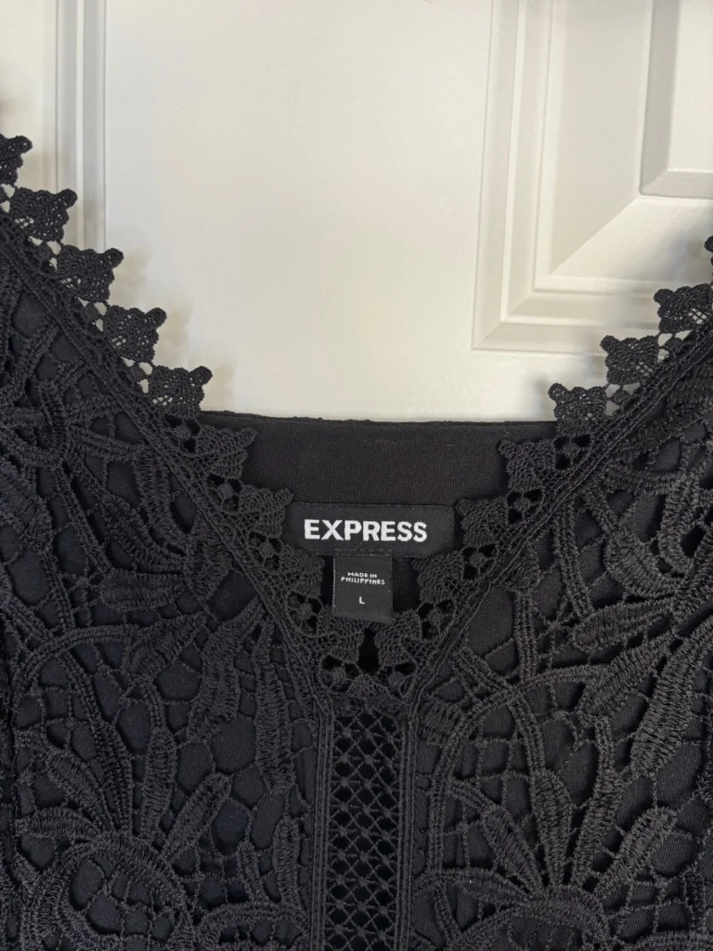 Express Black Lace Mini Dress with Spaghetti Straps